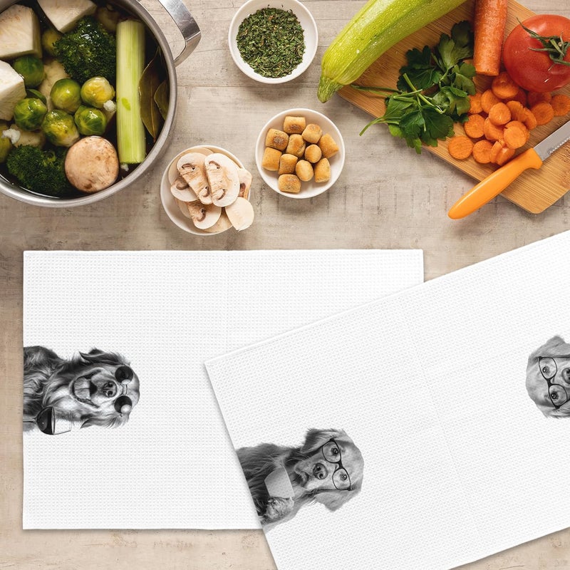 Mcehtle Funny Golden Retriever Kitchen Towels Set of 2, Funny Dog Kitchen Accessories, Coffee Station Wine Bar Decor, Dog Chef Gift Hand Towel, Dining Room Decorative Tea Towel Dish Towels 16x24 Inch - Image 5